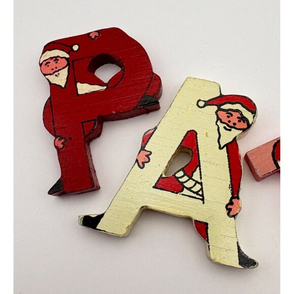 Vintage Wooden Christmas Santa Letters "PATSY" Hand Painted Wood Block Art - Picture 4 of 7